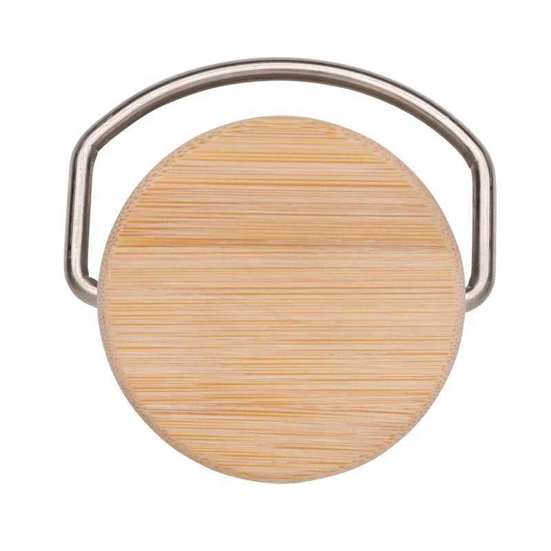 Load image into Gallery viewer, Modern stainless steel bottle with bamboo lid - Custom Wood Designs
