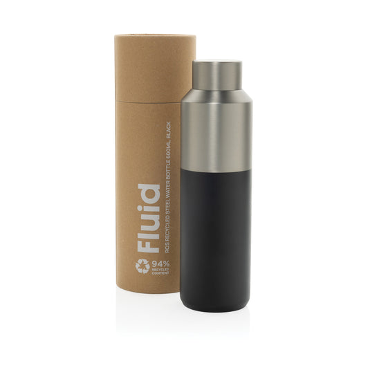 Fluid RCS certified recycled steel water bottle 600ml - Custom Wood Designs