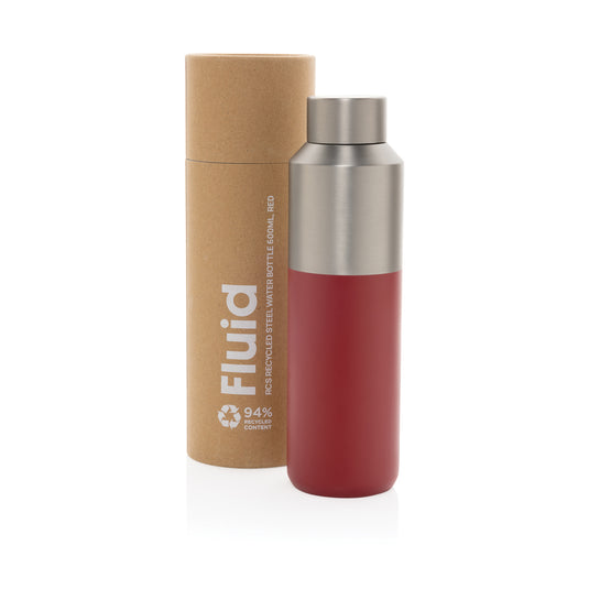 Fluid RCS certified recycled steel water bottle 600ml - Custom Wood Designs