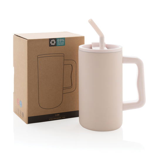 Cube RCS certified recycled steel mug 800ml - Custom Wood Designs