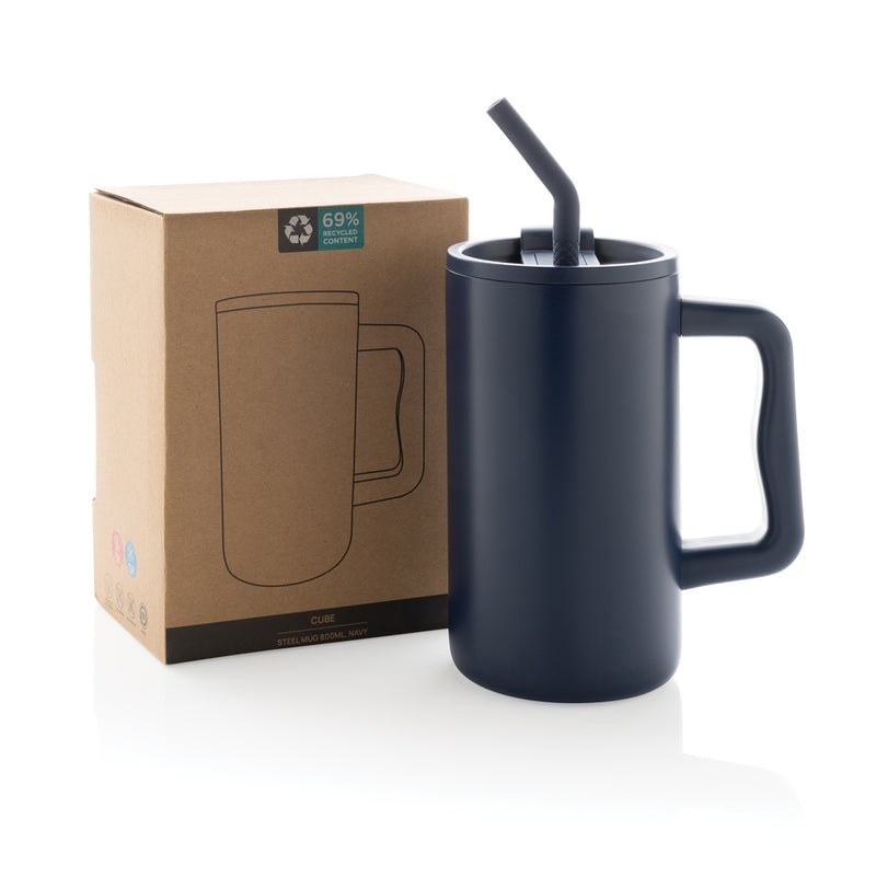 Load image into Gallery viewer, Cube RCS certified recycled steel mug 800ml - Custom Wood Designs
