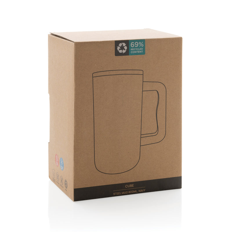 Load image into Gallery viewer, Cube RCS certified recycled steel mug 800ml - Custom Wood Designs
