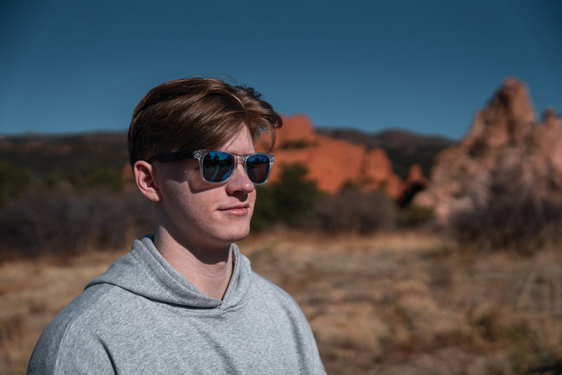 Load image into Gallery viewer, Gleam RCS recycled PC mirror lens sunglasses - Custom Wood Designs
