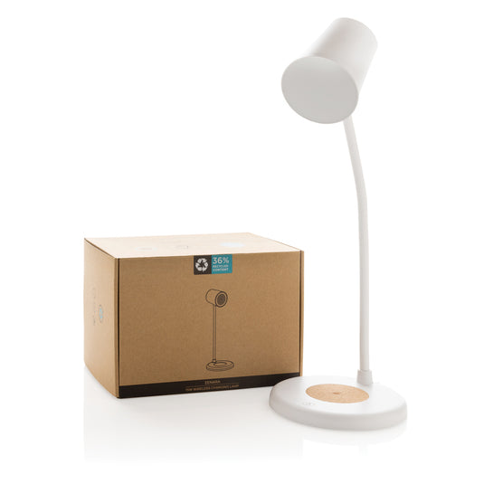 Zenara RCS recycled plastic and cork 15W wireless desk lamp - Custom Wood Designs