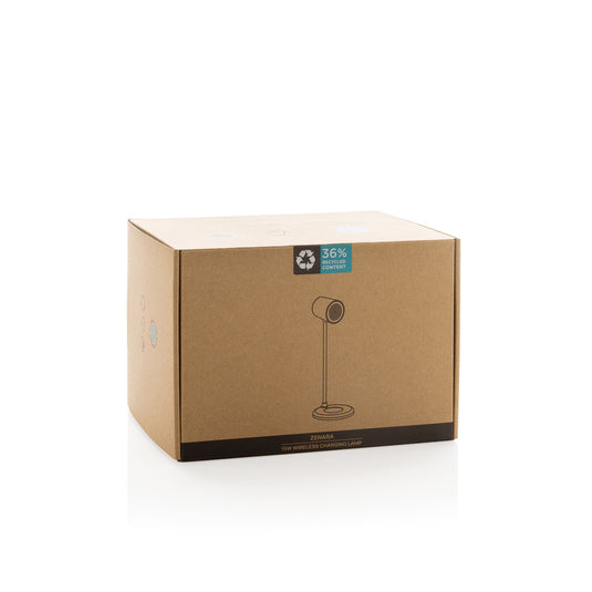 Zenara RCS recycled plastic and cork 15W wireless desk lamp - Custom Wood Designs