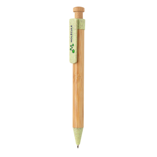 Bamboo pen with wheatstraw clip - Custom Wood Designs