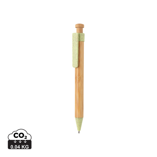 Bamboo pen with wheatstraw clip - Custom Wood Designs