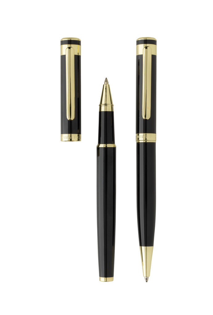 Load image into Gallery viewer, Swiss Peak Luca RCS recycled brass deluxe pen set - Custom Wood Designs
