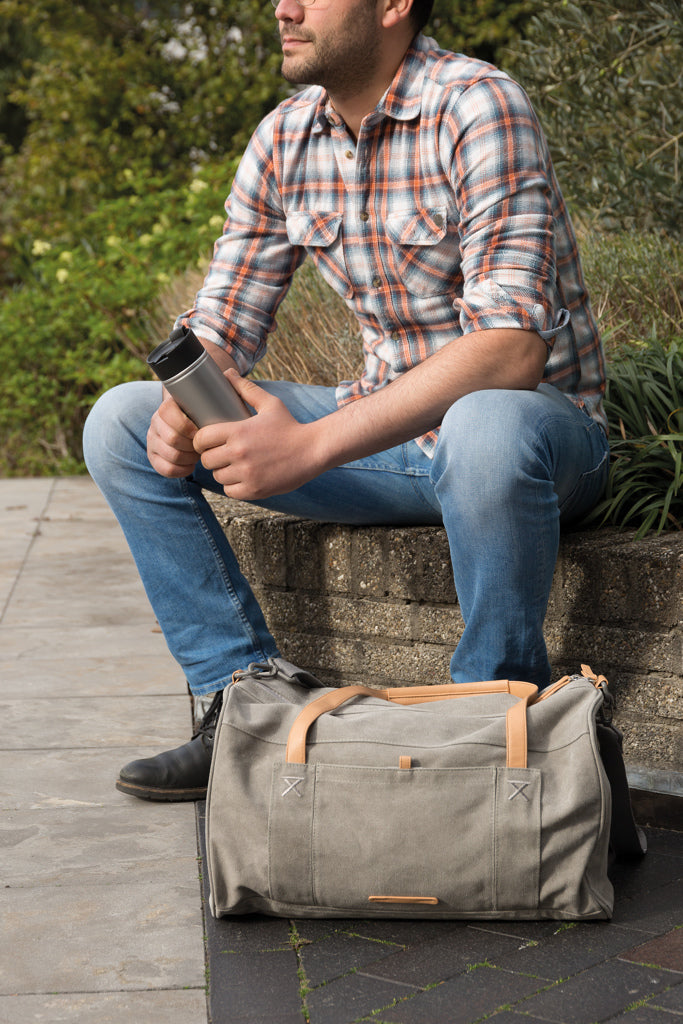 Load image into Gallery viewer, Canvas travel/weekend bag PVC free - Custom Wood Designs
