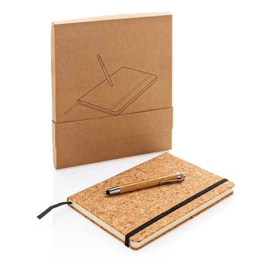 A5 notebook with bamboo pen including stylus - Custom Wood Designs