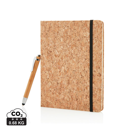 A5 notebook with bamboo pen including stylus - Custom Wood Designs