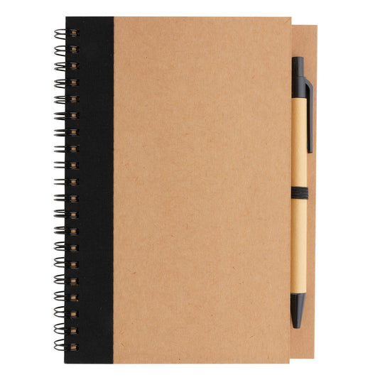 Kraft spiral notebook with pen - Custom Wood Designs