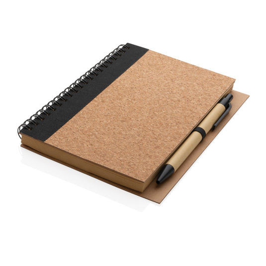 Cork spiral notebook with pen - Custom Wood Designs