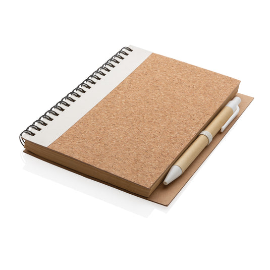 Cork spiral notebook with pen - Custom Wood Designs