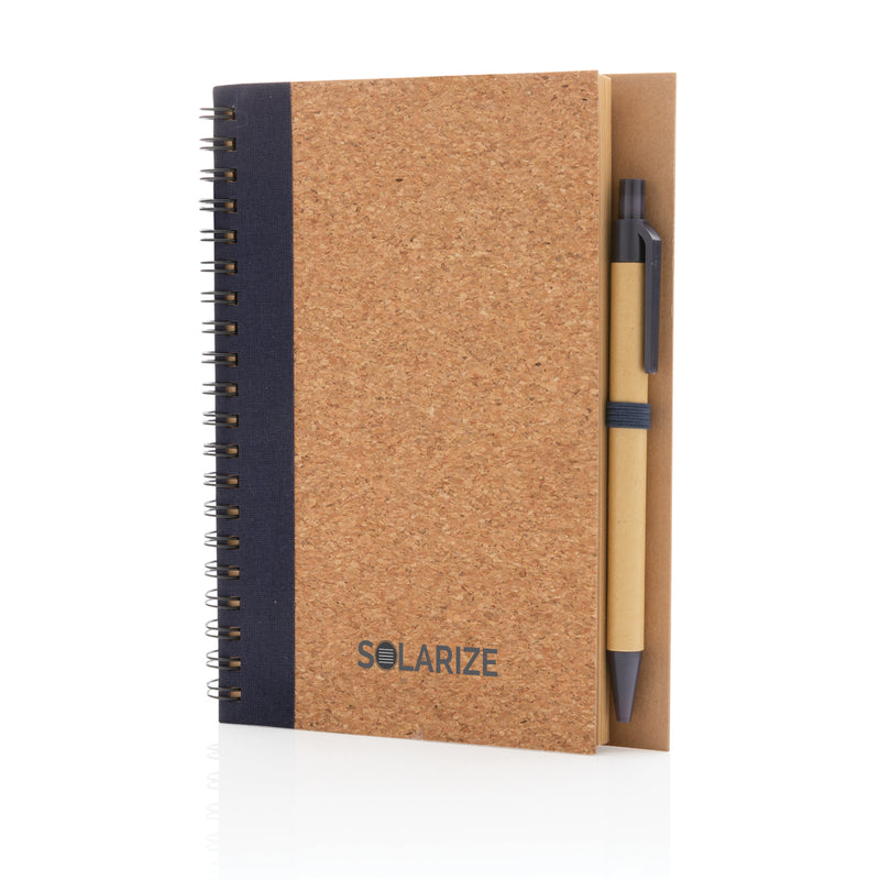 Load image into Gallery viewer, Cork spiral notebook with pen - Custom Wood Designs
