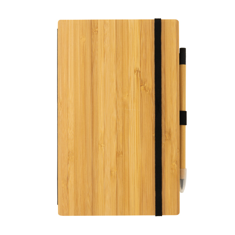 Load image into Gallery viewer, Bamboo notebook and infinity pencil set - Custom Wood Designs
