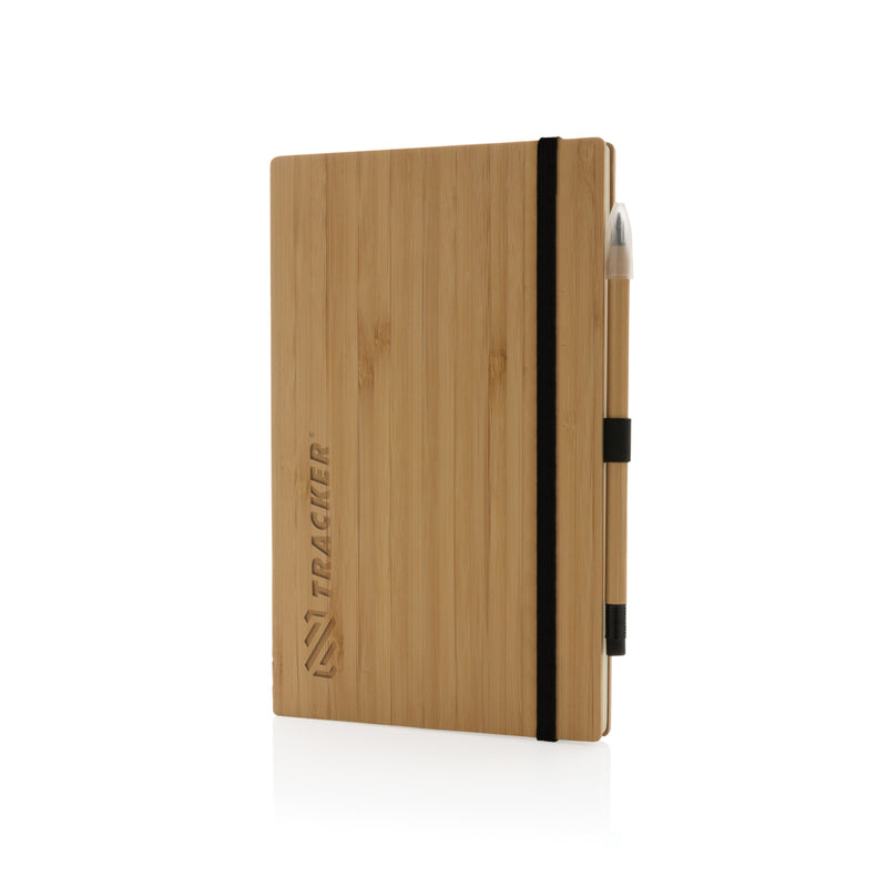 Load image into Gallery viewer, Bamboo notebook and infinity pencil set - Custom Wood Designs
