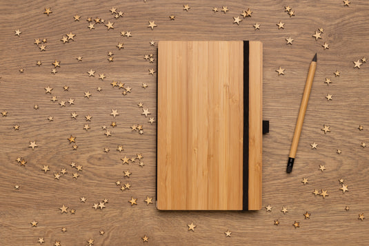 Bamboo notebook and infinity pencil set - Custom Wood Designs