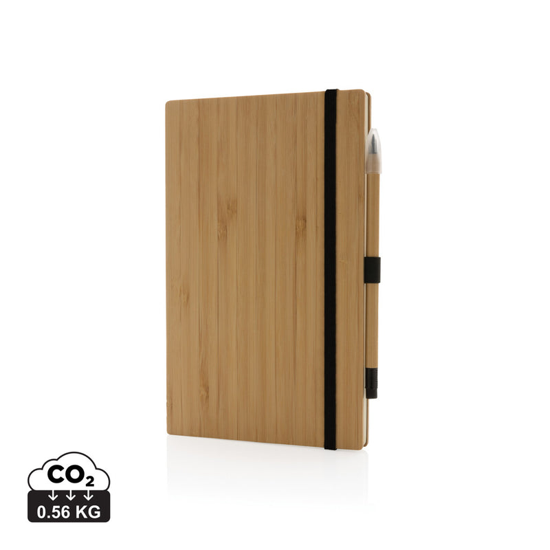 Load image into Gallery viewer, Bamboo notebook and infinity pencil set - Custom Wood Designs
