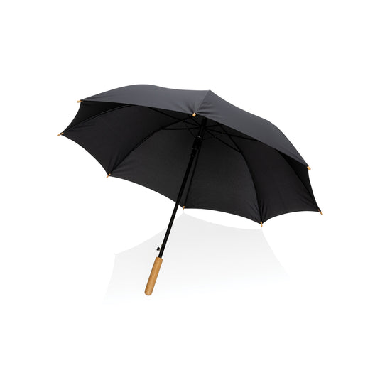23" Impact AWARE™ RPET 190T auto open bamboo umbrella - Custom Wood Designs