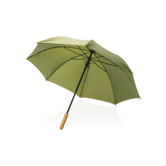 23" Impact AWARE™ RPET 190T auto open bamboo umbrella - Custom Wood Designs