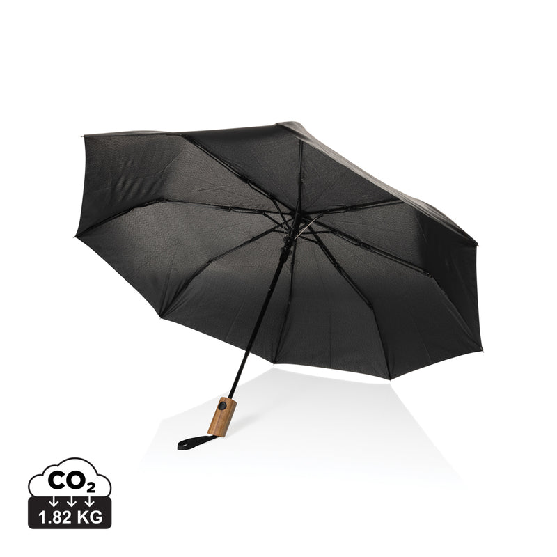 Load image into Gallery viewer, Kaycey 21&quot; AWARE™ RPET Acacia wood mini auto open umbrella - Custom Wood Designs
