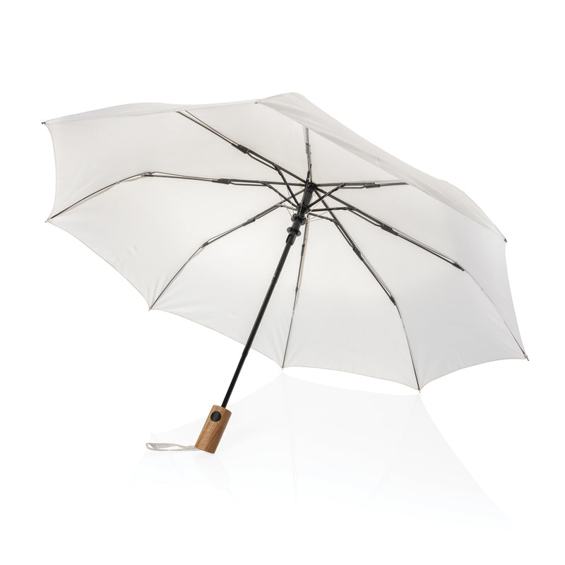 Load image into Gallery viewer, Kaycey 21&quot; AWARE™ RPET Acacia wood mini auto open umbrella - Custom Wood Designs
