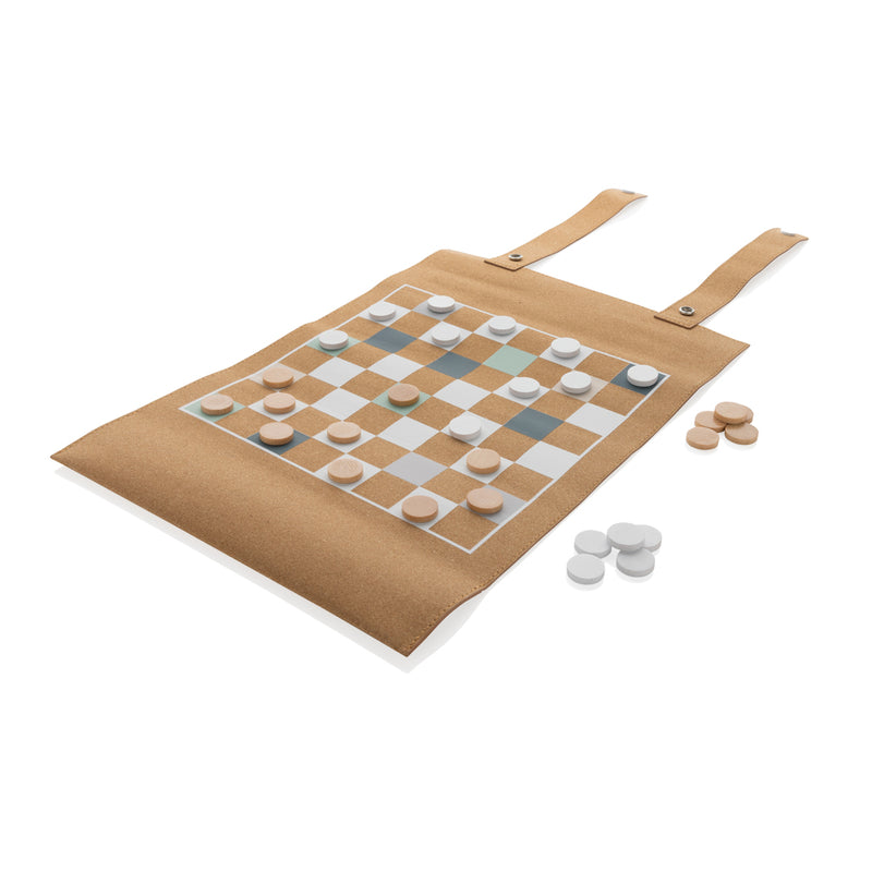 Load image into Gallery viewer, Britton cork foldable backgammon and checkers game set - Custom Wood Designs
