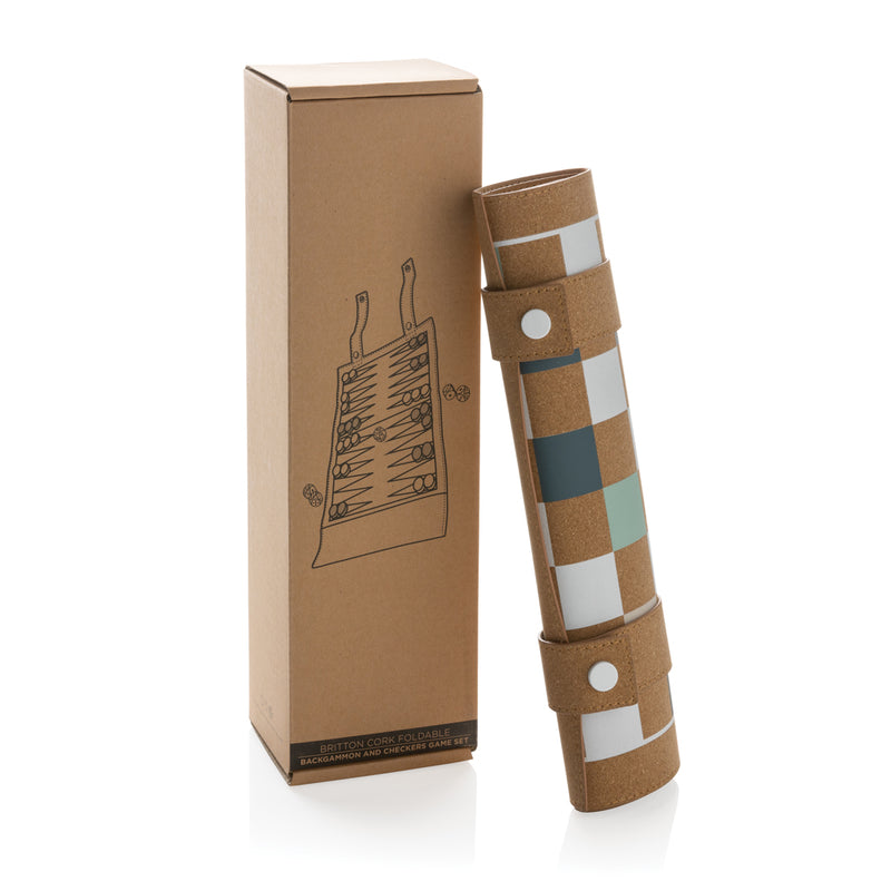 Load image into Gallery viewer, Britton cork foldable backgammon and checkers game set - Custom Wood Designs
