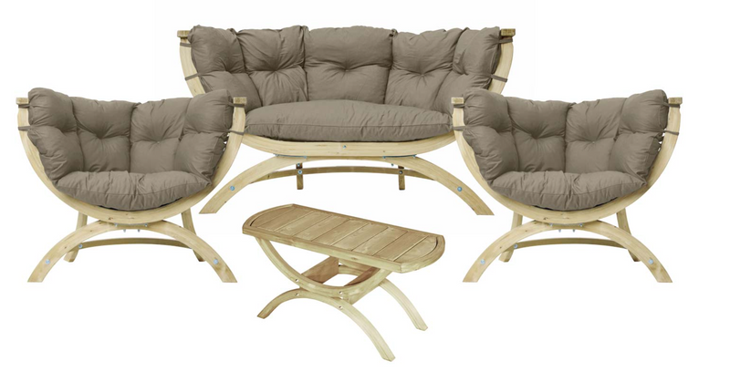 Load image into Gallery viewer, Siena Lounge Set with Tavolino Table - Custom Wood Designs Siena Lounge Set with Tavolino Table made from [material] –  [use_case] | Custom Wood Designs
