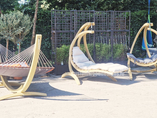 Swing Lounger & Stand Set - Custom Wood Designs Swing Lounger & Stand Set made from [material] –  [use_case] | Custom Wood Designs