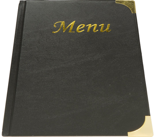 Menu holder 8 x A5 pack of 10 Custom Wood Designs __label: Multibuy black-menu-holder-8-x-a5-pack-of-10-53613310017879
