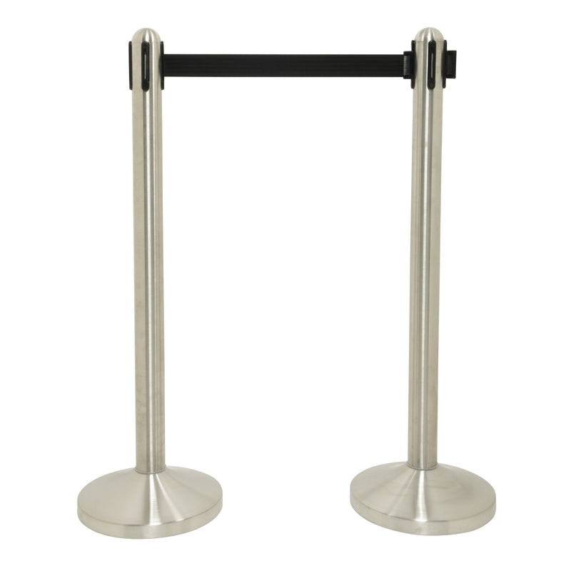 Load image into Gallery viewer, Retractable Barrier Set with 4 poles Black Custom Wood Designs __label: Multibuy black-retractable-barrier-set-with-4-poles-53613729415511
