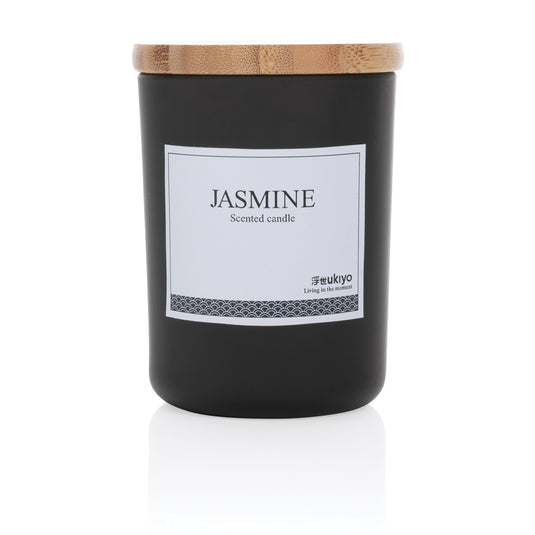 Wooden bamboo lid scented candle pack of 25 Custom Wood Designs __label: Multibuy black-wooden-bamboo-lid-scented-candle-pack-of-25-53613168722263