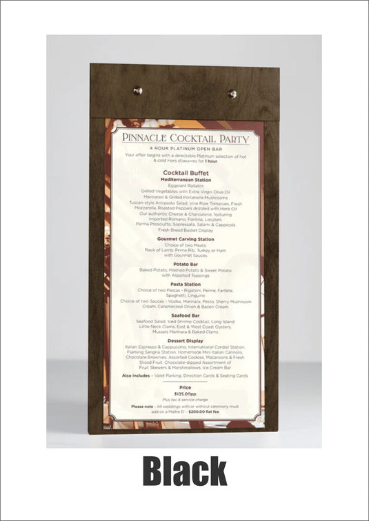 20 x Wooden Clipboard 15x30cm Black Custom Wood Designs __label: Multibuy blackhospitalitywoodenclipboard_0a027584-95ea-4b78-947a-a28e3b3f0070