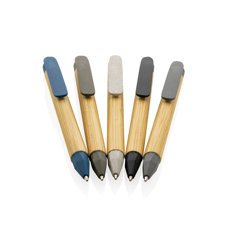 Load image into Gallery viewer, Pen with wooden wheatstraw clip pack of 500 Custom Wood Designs __label: Multibuy blue-pen-with-wooden-wheatstraw-clip-pack-of-500-53613194379607
