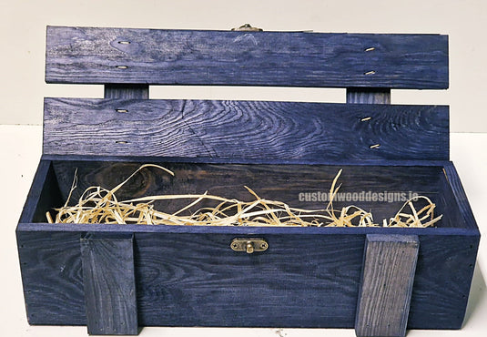 Rustic Bottle Box - Blue Single x 25 Bottle box Custom Wood Designs __label: Multibuy bottle-box-default-title-rustic-bottle-box-blue-single-52614323962199