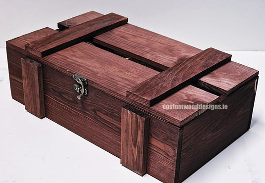 Rustic Bottle Box - Burgundy Double x 25 Bottle box Custom Wood Designs __label: Multibuy Bottle Box gift box Gift Boxes wooden Box bottle-box-default-title-rustic-bottle-box-burgundy-double-53613466485079