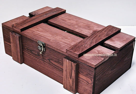 Rustic Bottle Box - Burgundy Double x 25 Bottle box Custom Wood Designs __label: Multibuy Bottle Box gift box Gift Boxes wooden Box bottle-box-default-title-rustic-bottle-box-burgundy-double-53613469368663