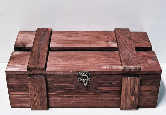 Rustic Bottle Box - Burgundy Double x 25 Bottle box Custom Wood Designs __label: Multibuy Bottle Box gift box Gift Boxes wooden Box bottle-box-default-title-rustic-bottle-box-burgundy-double-53613470679383