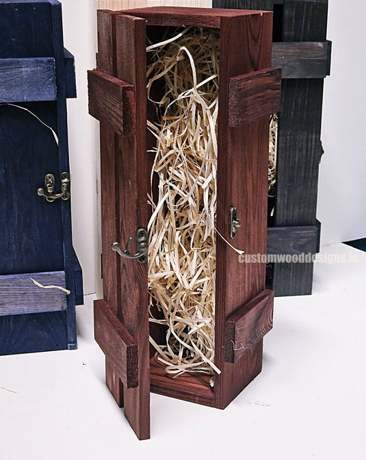 Rustic Bottle Box - Burgundy Single x 25 Bottle box Custom Wood Designs __label: Multibuy Bottle Box gift box Gift Boxes Single bottle box bottle-box-default-title-rustic-bottle-box-burgundy-single-53613458522455