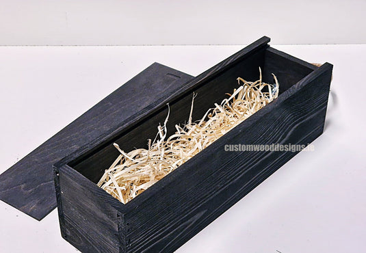 Sliding Lid Bottle Box - Single Black x25 Bottle box Custom Wood Designs __label: Multibuy Bottle Box Bottle Boxes Single bottle box bottle-box-default-title-sliding-lid-bottle-box-single-black-x25-52616442872151