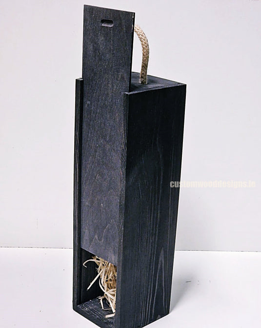 Sliding Lid Bottle Box - Single Black x25 Bottle box Custom Wood Designs __label: Multibuy Bottle Box Bottle Boxes Single bottle box bottle-box-default-title-sliding-lid-bottle-box-single-black-x25-53613477527895