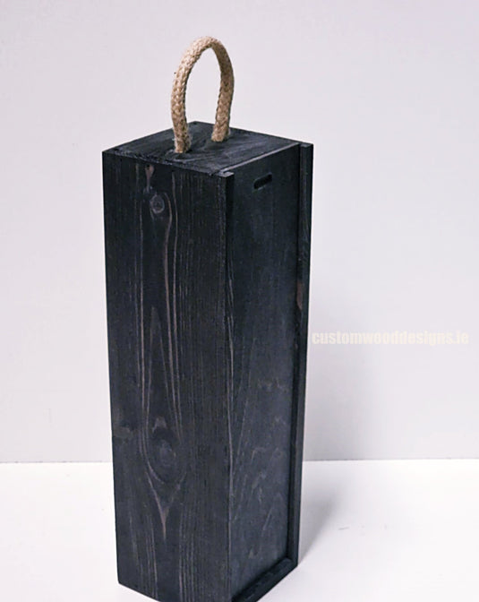 Sliding Lid Bottle Box - Single Black x25 Bottle box Custom Wood Designs __label: Multibuy Bottle Box Bottle Boxes Single bottle box bottle-box-default-title-sliding-lid-bottle-box-single-black-x25-53613478412631