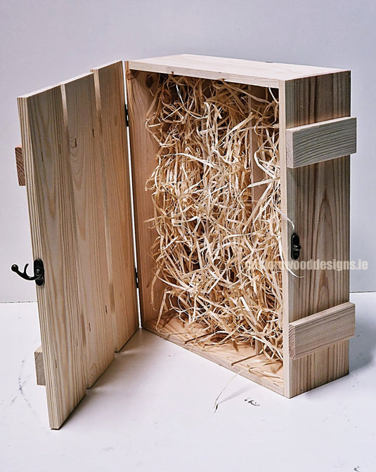 Rustic 3 Bottle Box - Natural x 25 Corporate Gift Box with Wood Wool Custom Wood Designs __label: Multibuy box corporate gift hamper triple wine box wood wool corporate-gift-box-with-wood-wool-1-rustic-3-bottle-box-natural-x-25-52614910509399