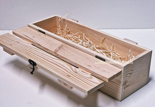 Rustic Bottle Box - Natural Single x 25 Corporate Gift Box with Wood Wool Custom Wood Designs __label: Multibuy gift gift box single box wine box wood wool corporate-gift-box-with-wood-wool-1-rustic-bottle-box-natural-single-53612186730839