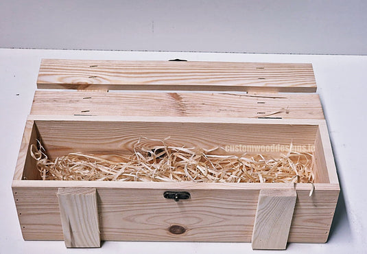 Rustic Bottle Box - Natural Single x 25 Corporate Gift Box with Wood Wool Custom Wood Designs __label: Multibuy gift gift box single box wine box wood wool corporate-gift-box-with-wood-wool-1-rustic-bottle-box-natural-single-53612189319511