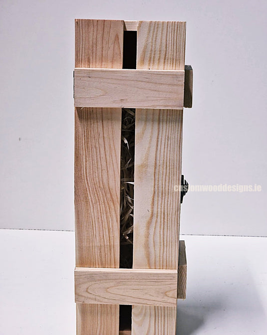 Rustic Bottle Box - Natural Single x 25 Corporate Gift Box with Wood Wool Custom Wood Designs __label: Multibuy gift gift box single box wine box wood wool corporate-gift-box-with-wood-wool-1-rustic-bottle-box-natural-single-53612189679959