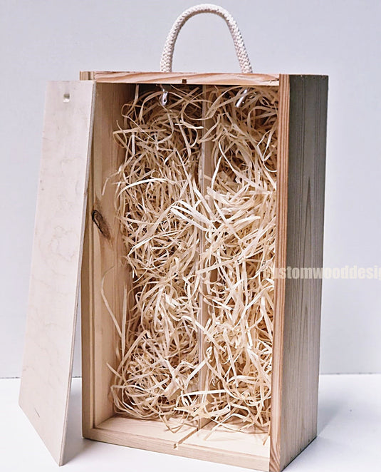 Sliding Lid 2 Bottle Box - Natural x 25 Corporate Gift Box with Wood Wool Custom Wood Designs box corporate double wine gift wine wood wool corporate-gift-box-with-wood-wool-1-sliding-lid-2-bottle-box-natural-x-25-52625920328023
