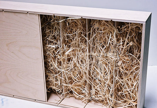 Sliding Lid 4 Bottle Box - Natural x 25 Corporate Gift Box with Wood Wool Custom Wood Designs box corporate gift hamper triple wine box wood wool corporate-gift-box-with-wood-wool-1-sliding-lid-4-bottle-box-natural-x-25-52626582110551